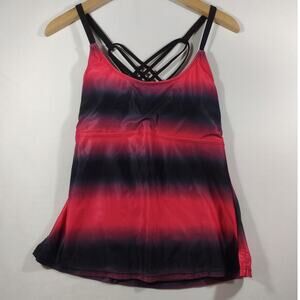 Women's Swim Tankini Top Red‎ Black Stripes Size Medium